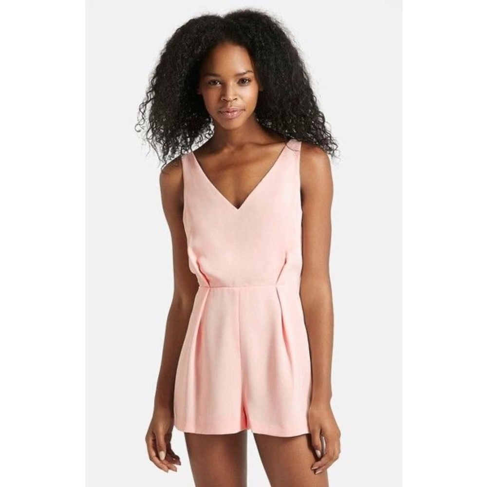 Topshop Pink With Black Lace Playsuit Size 8